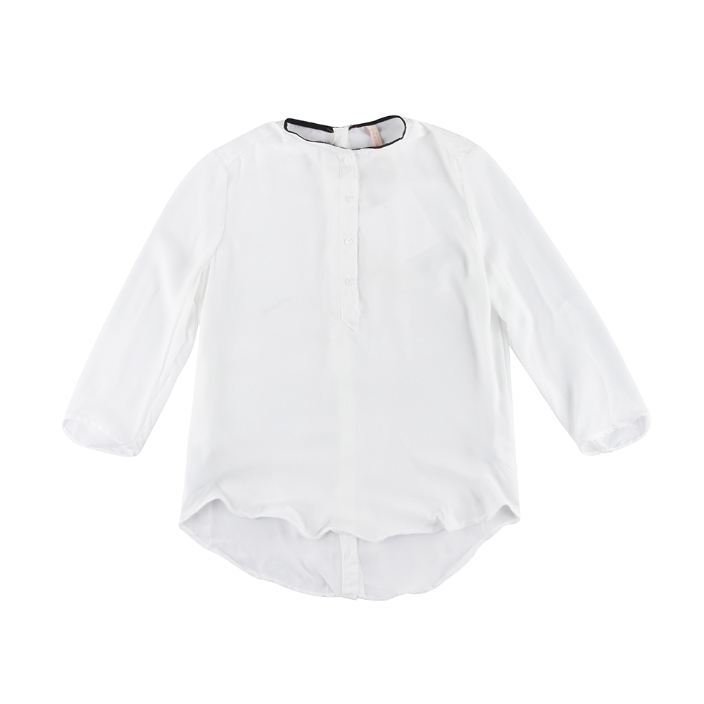 Stockpapa Bershka เสื้อเชิ้ตสีขาวราคาถูกปุ่มระบายอากาศโปร่งแสงสำหรับสุภาพสตรี