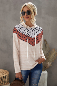 Stockpapa Ladies Cheetah Chevron Color Block Hoodie ส่วนเกิน