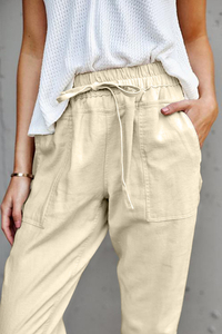 Stockpapa กางเกงยางยืดผ้าทอเนื้อนุ่มสำหรับสุภาพสตรี